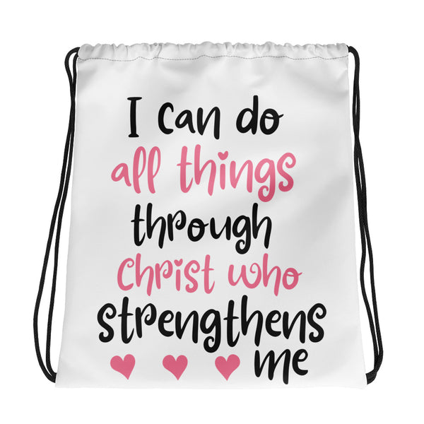 I Can Do All Things Through Christ Who Strengthens Me Drawstring bag - Word of God Store